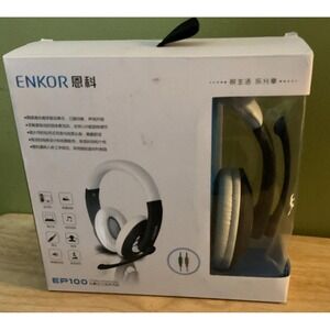 Enkor EP100 Stereo Headphone,white And‎ Black, 3.5mm Plug
